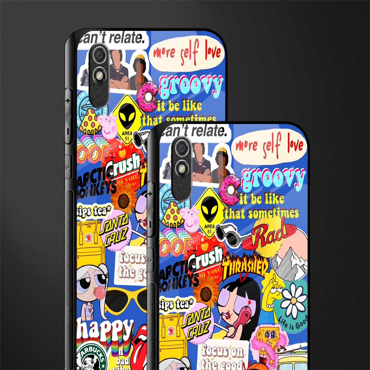 classic collage aesthetic glass case for redmi 9a image-2