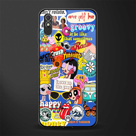 classic collage aesthetic glass case for redmi 9i image