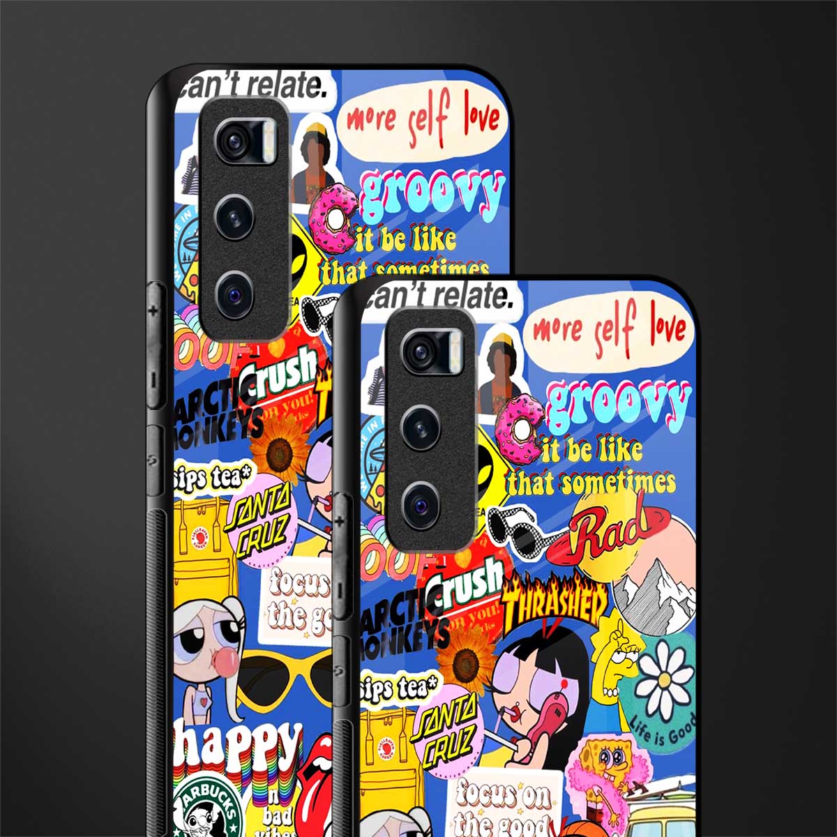 classic collage aesthetic glass case for vivo v20 se image-2