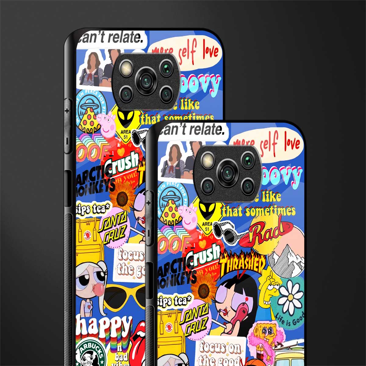 classic collage aesthetic glass case for poco x3 image-2