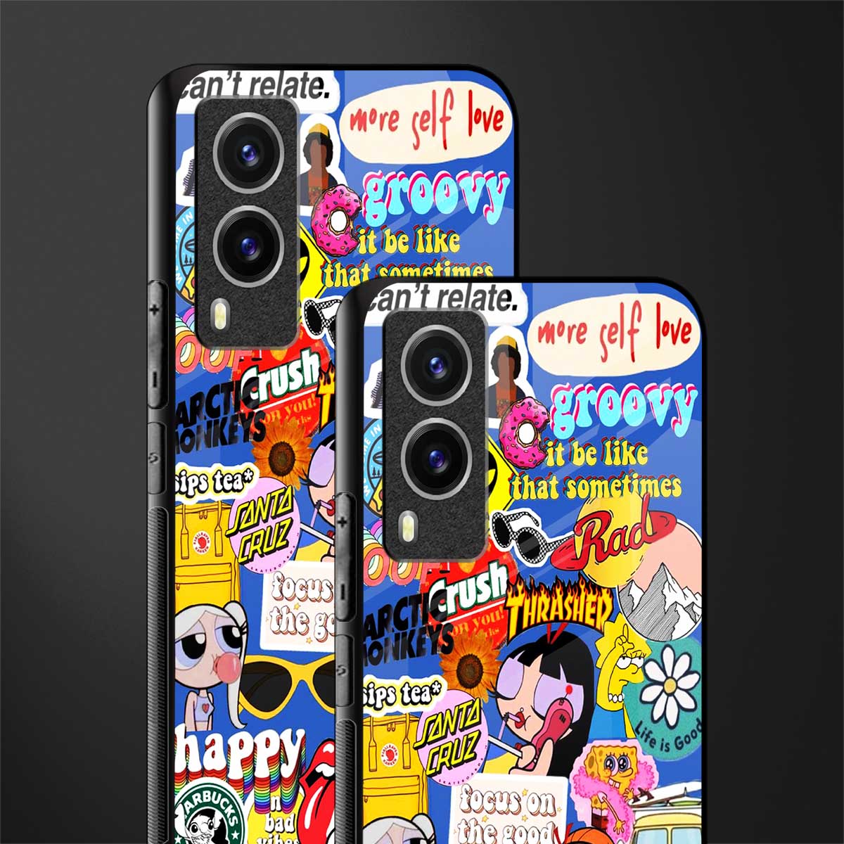classic collage aesthetic glass case for vivo v21e 5g image-2