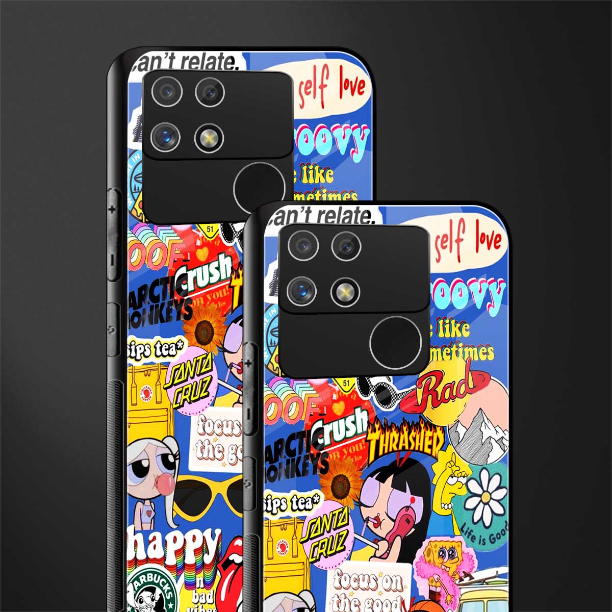 classic collage aesthetic back phone cover | glass case for realme narzo 50a