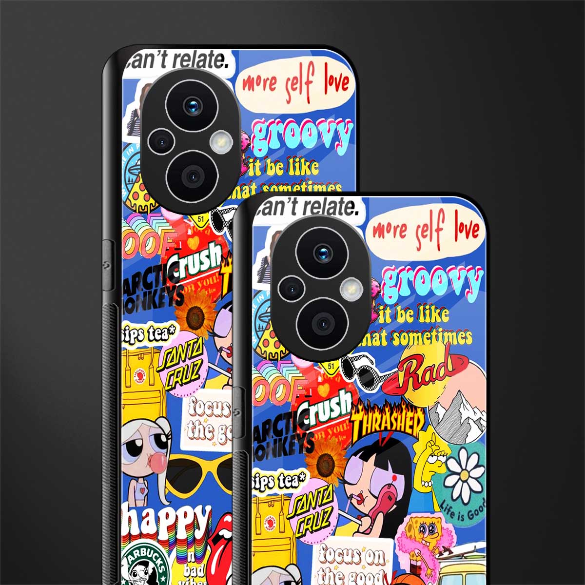 classic collage aesthetic back phone cover | glass case for oppo f21 pro 5g