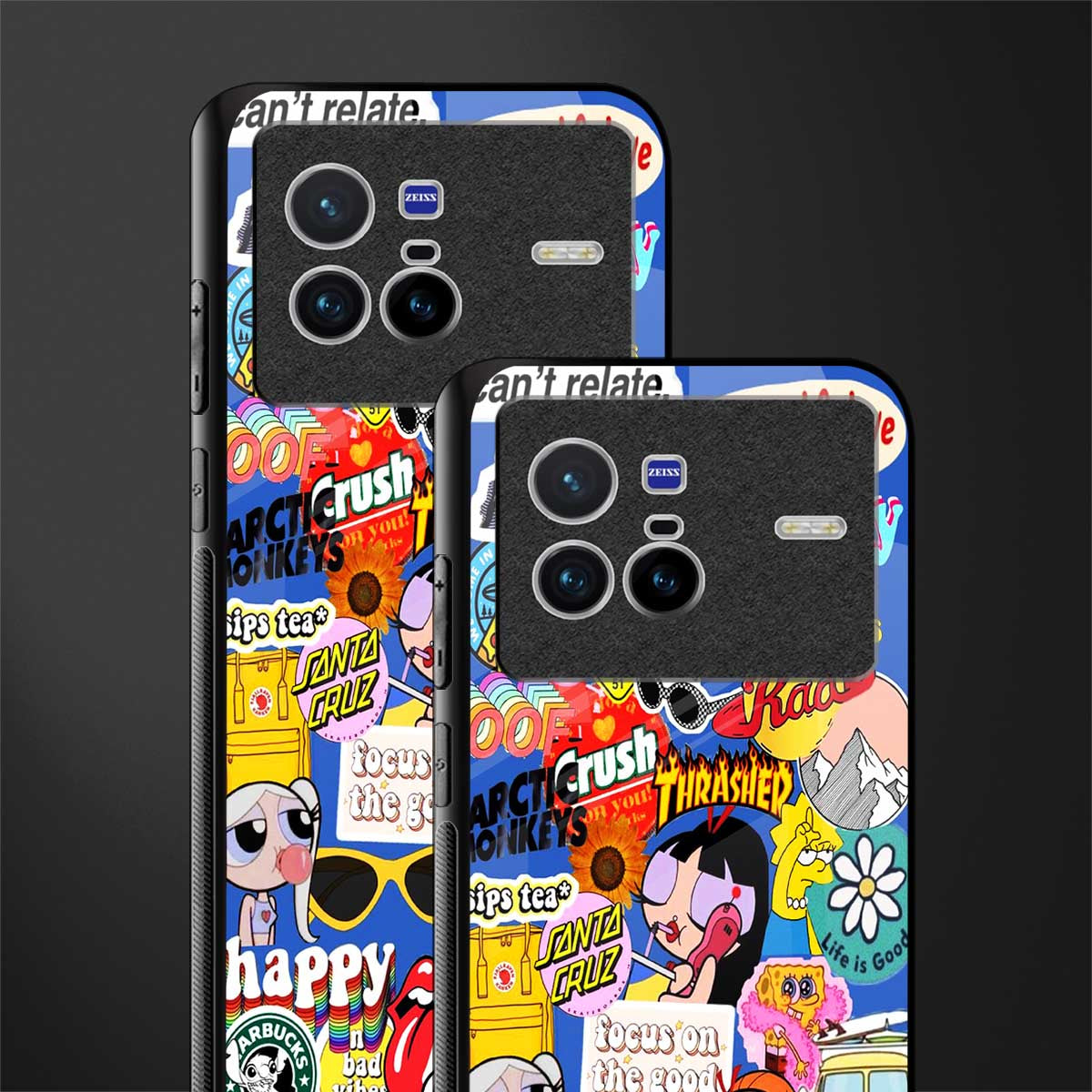 classic collage aesthetic glass case for vivo x80 image-2