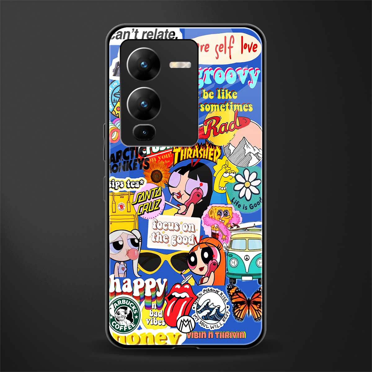 classic collage aesthetic back phone cover | glass case for vivo v25 pro 5g