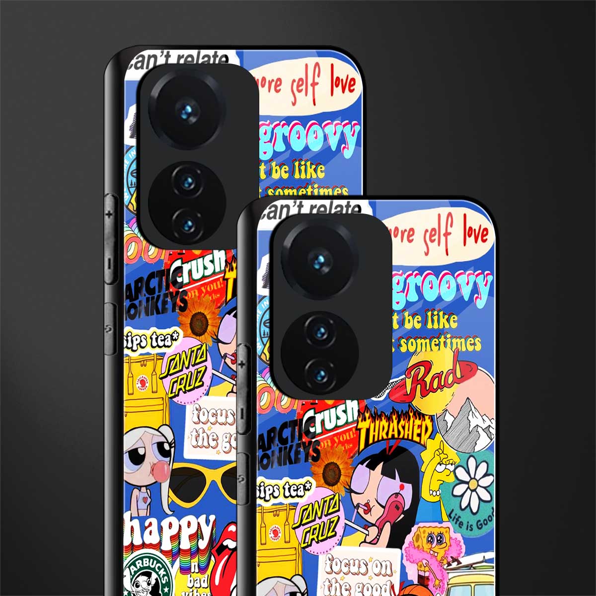 classic collage aesthetic back phone cover | glass case for vivo t1 44w 4g