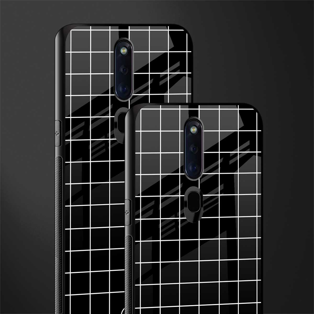 classic grid dark edition glass case for oppo f11 pro image-2