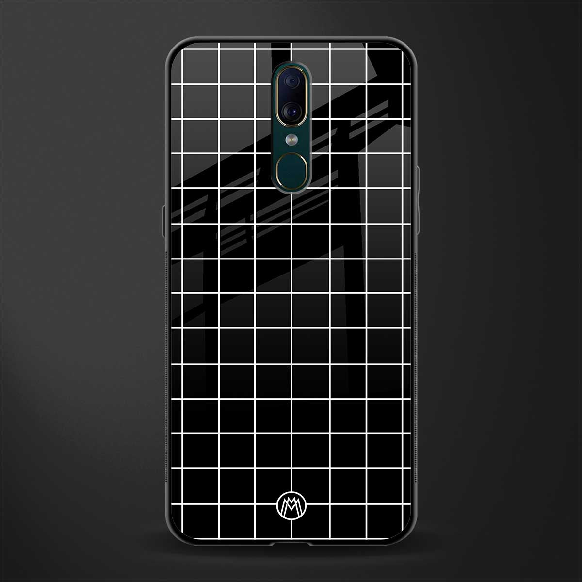 classic grid dark edition glass case for oppo a9 image