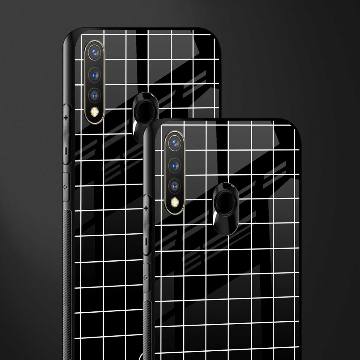 classic grid dark edition glass case for vivo u20 image-2