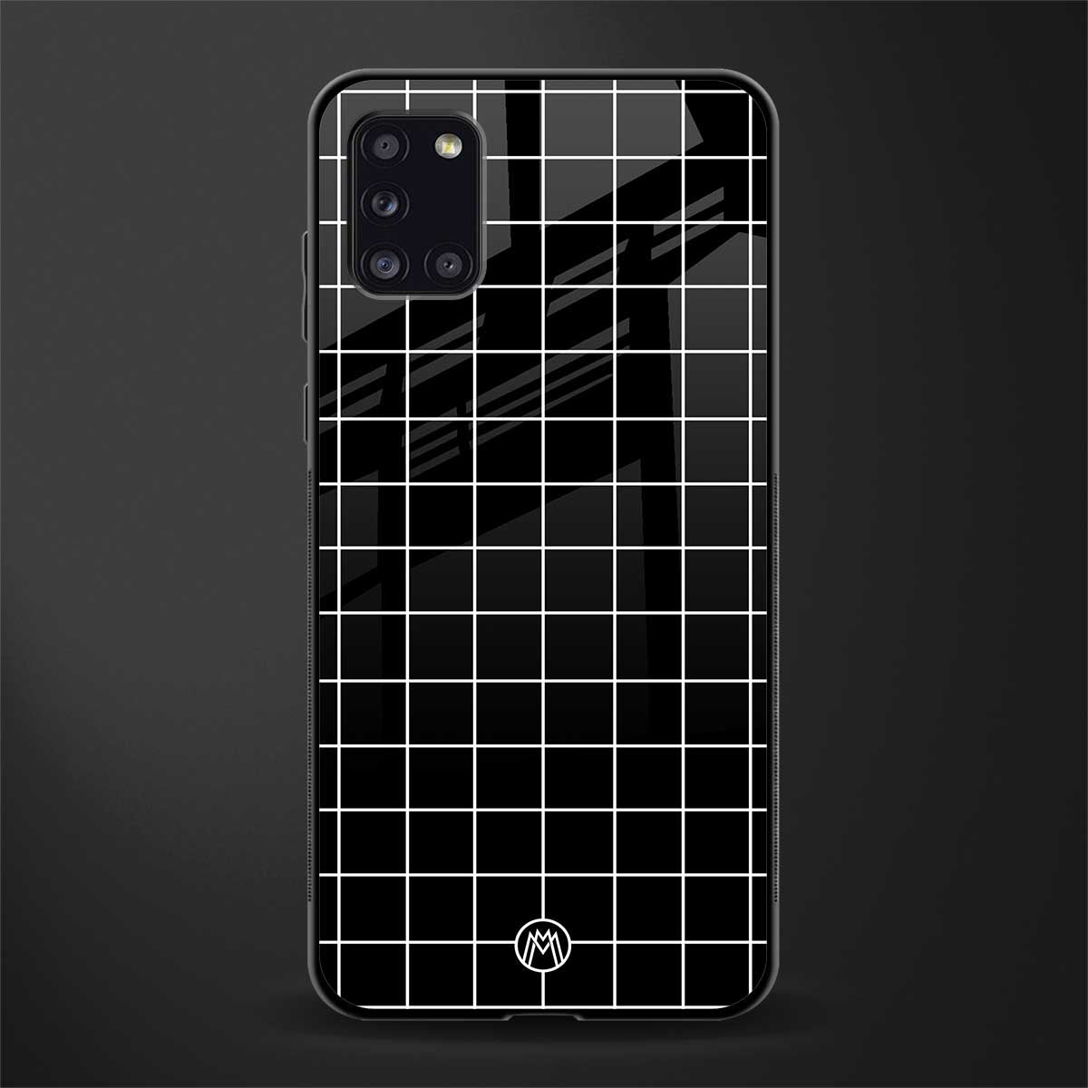 classic grid dark edition glass case for samsung galaxy a31 image