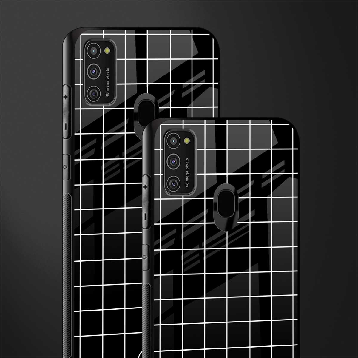 classic grid dark edition glass case for samsung galaxy m21 image-2