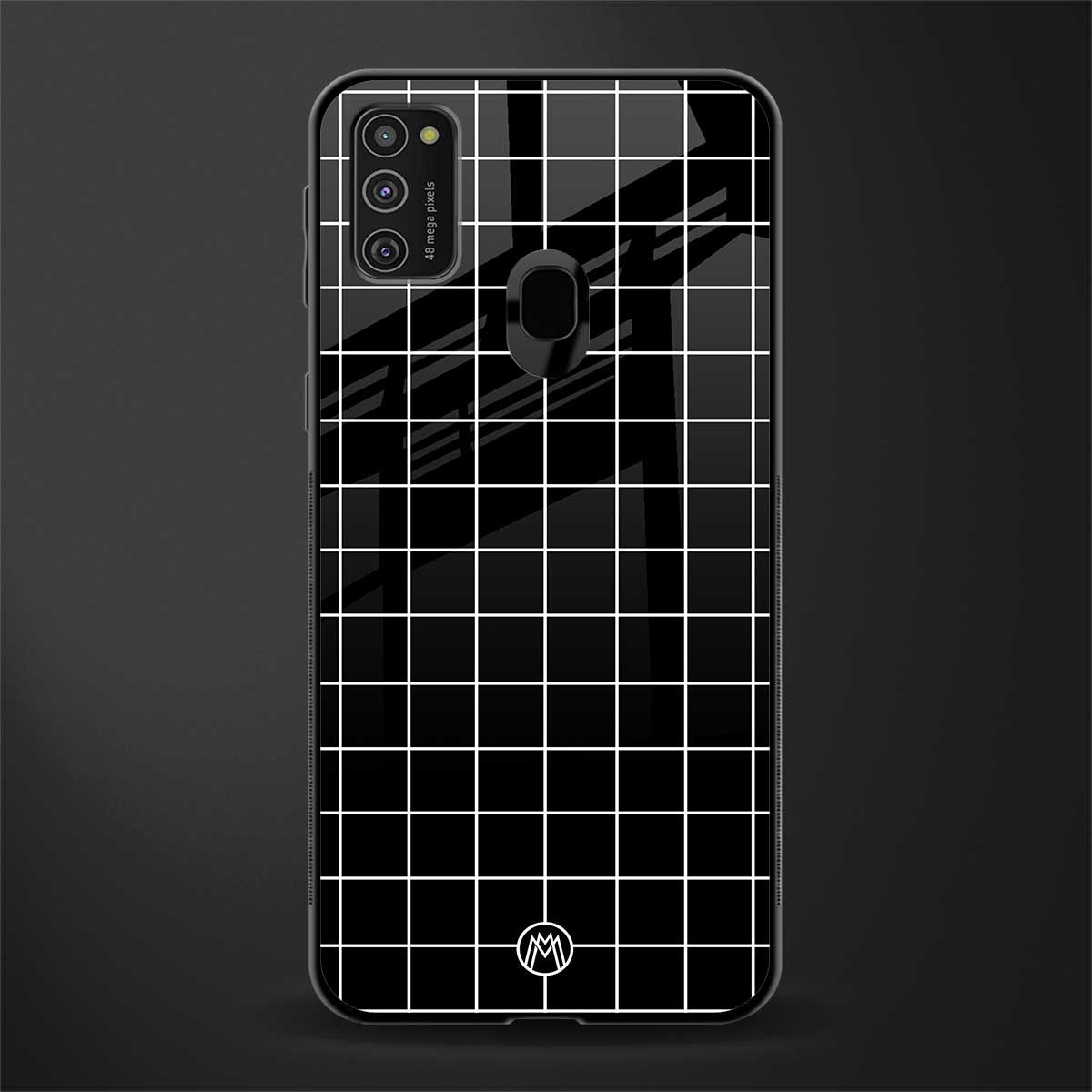 classic grid dark edition glass case for samsung galaxy m21 image