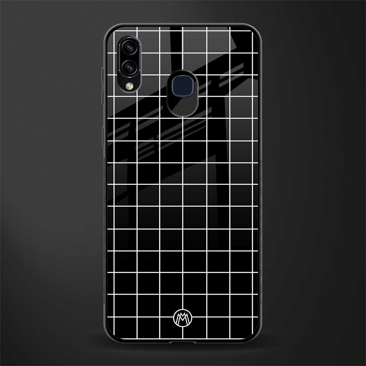 classic grid dark edition glass case for samsung galaxy a30 image