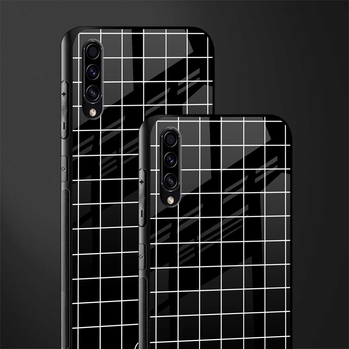 classic grid dark edition glass case for samsung galaxy a70 image-2