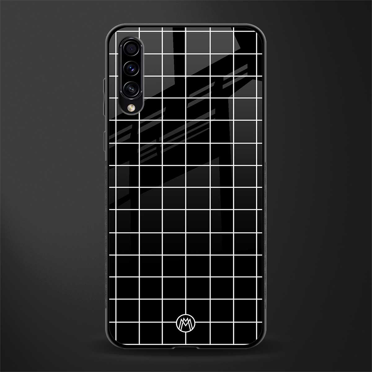 classic grid dark edition glass case for samsung galaxy a70 image
