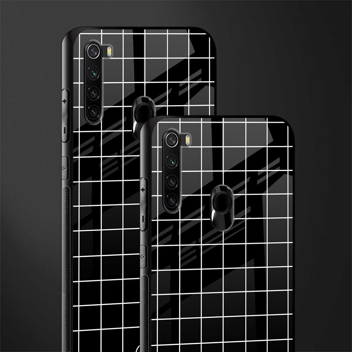 classic grid dark edition glass case for redmi note 8 image-2