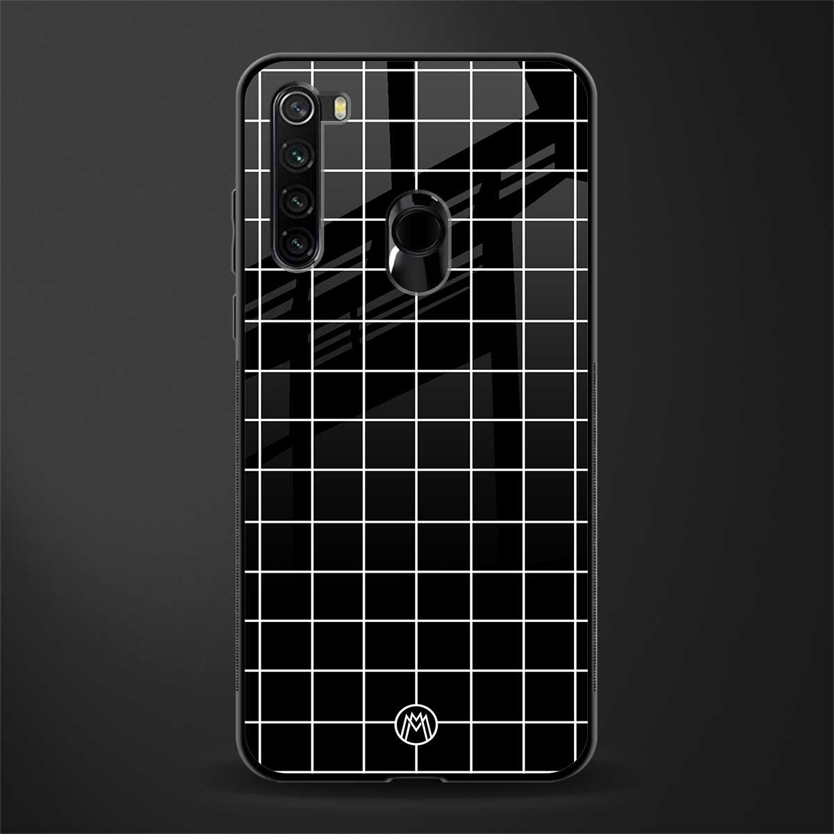 classic grid dark edition glass case for redmi note 8 image