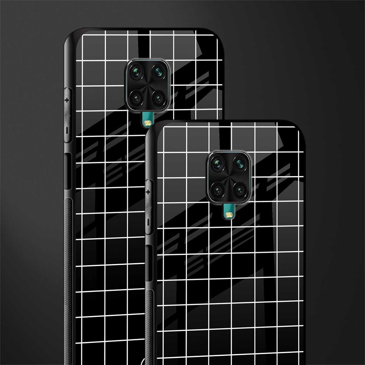 classic grid dark edition glass case for redmi note 9 pro max image-2