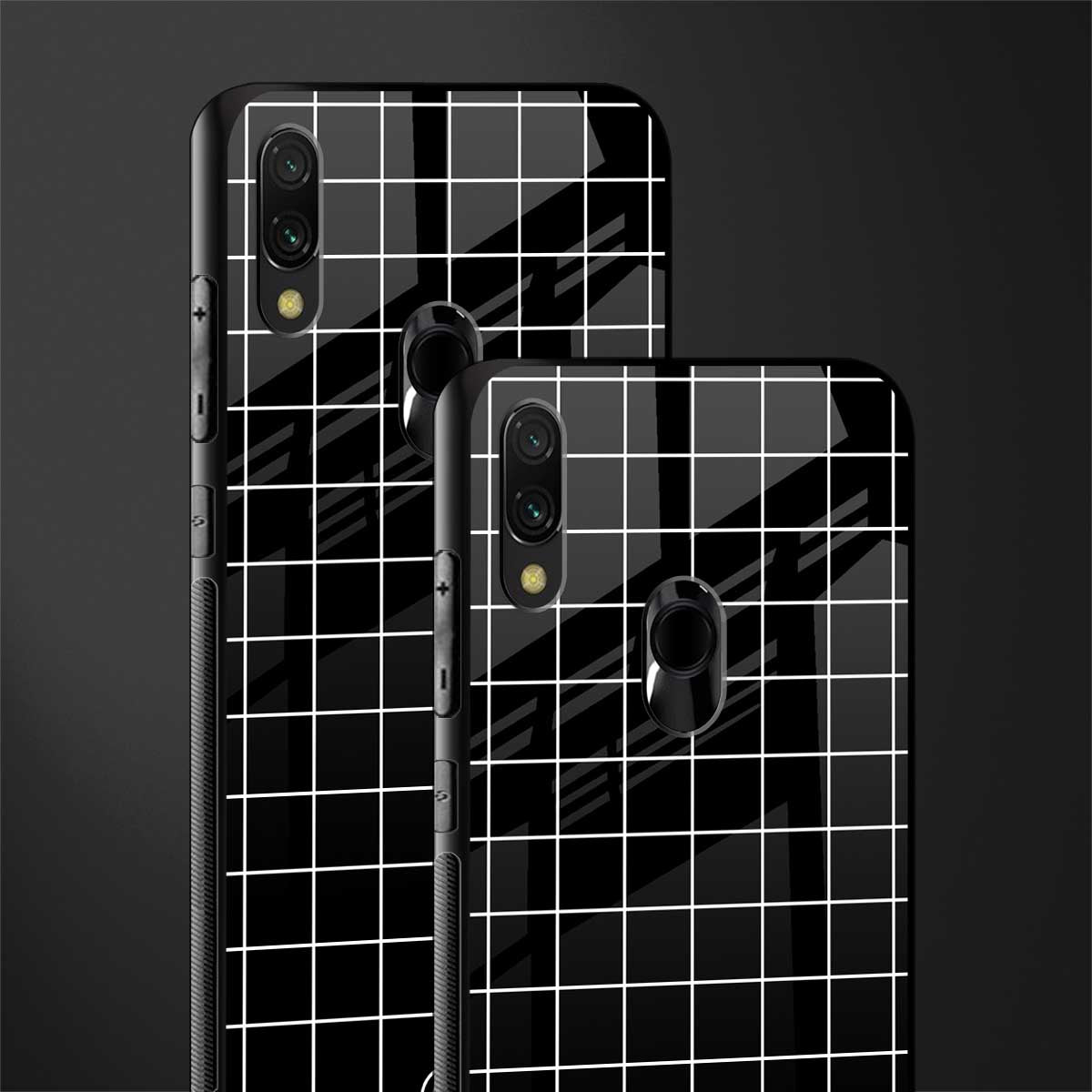 classic grid dark edition glass case for redmi y3 image-2