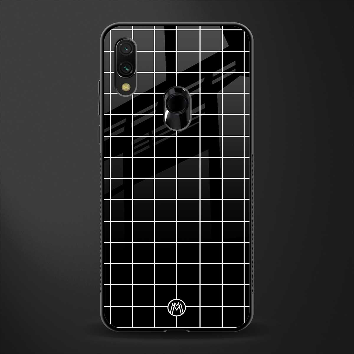 classic grid dark edition glass case for redmi y3 image