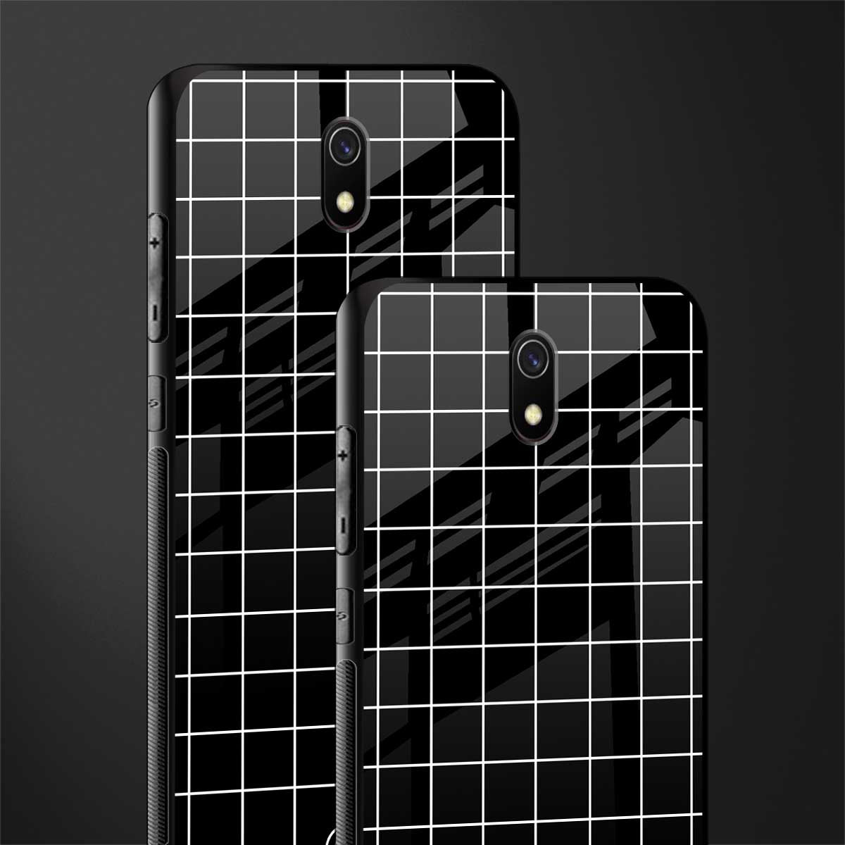 classic grid dark edition glass case for redmi 8a image-2