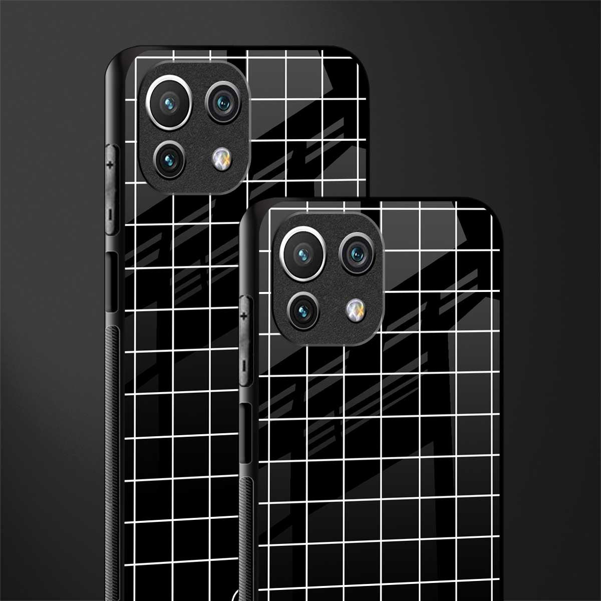 classic grid dark edition glass case for mi 11 lite image-2