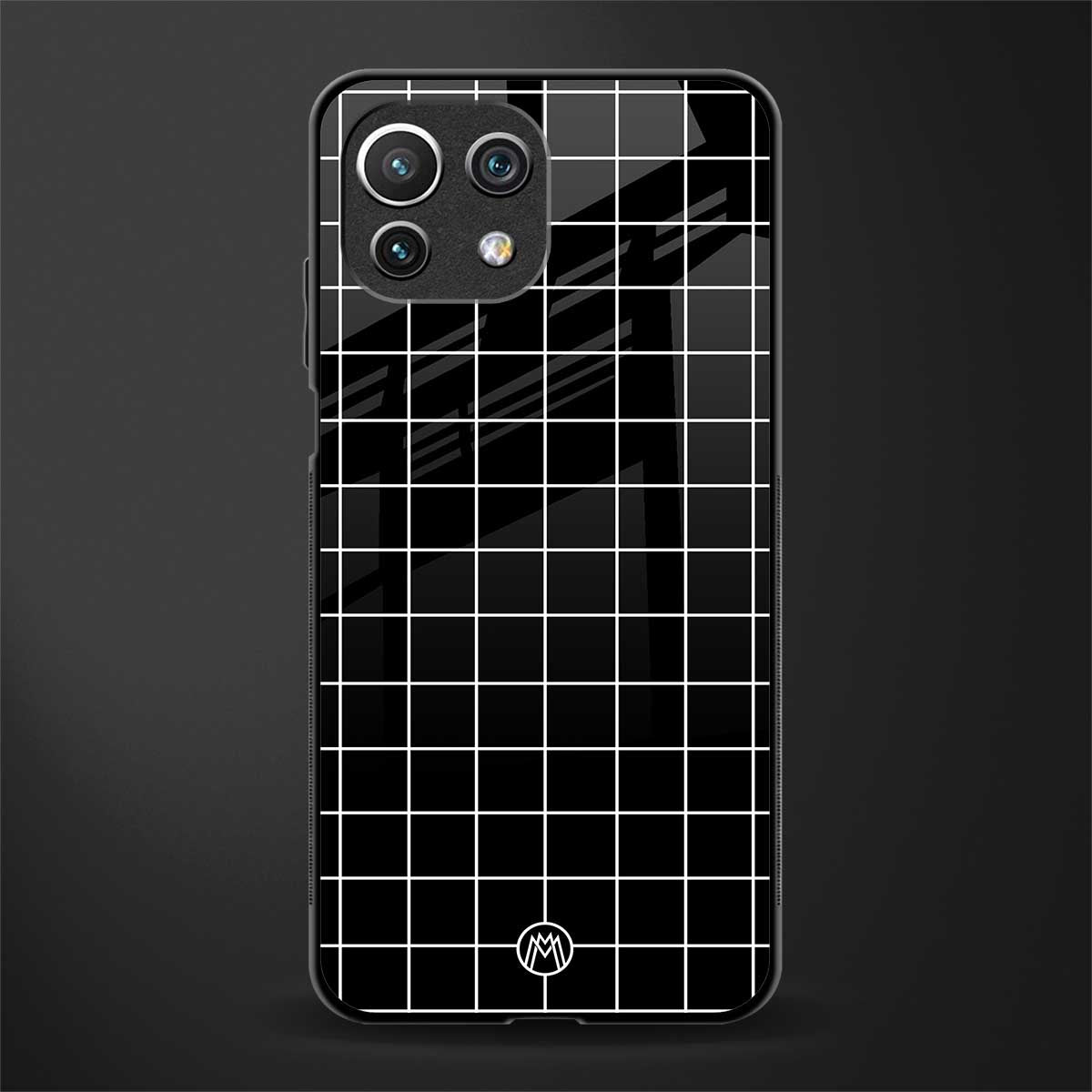 classic grid dark edition glass case for mi 11 lite image