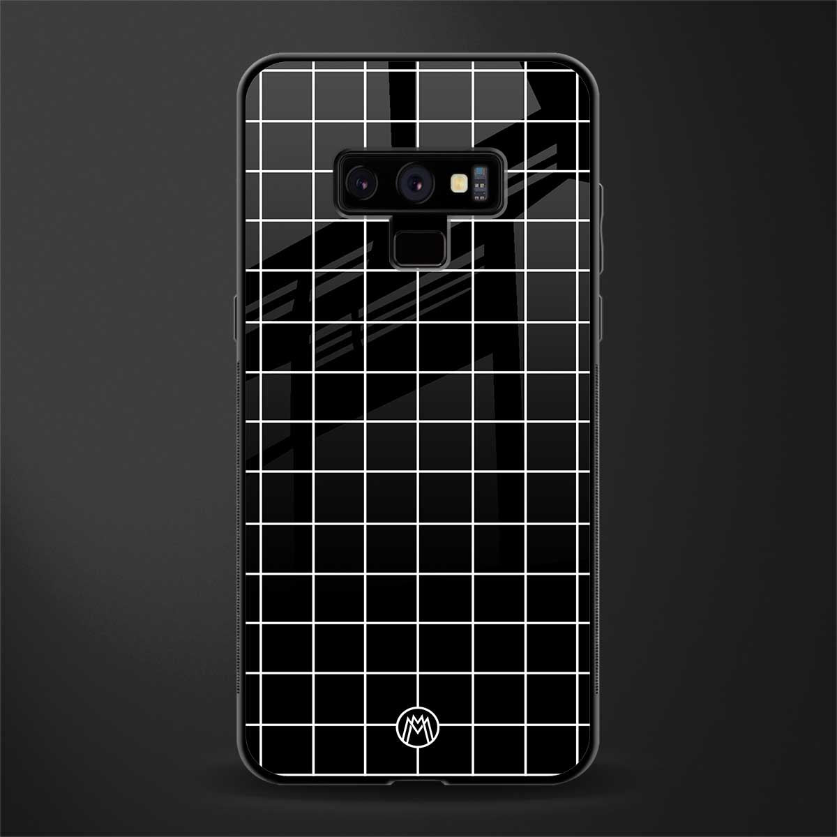 classic grid dark edition glass case for samsung galaxy note 9 image