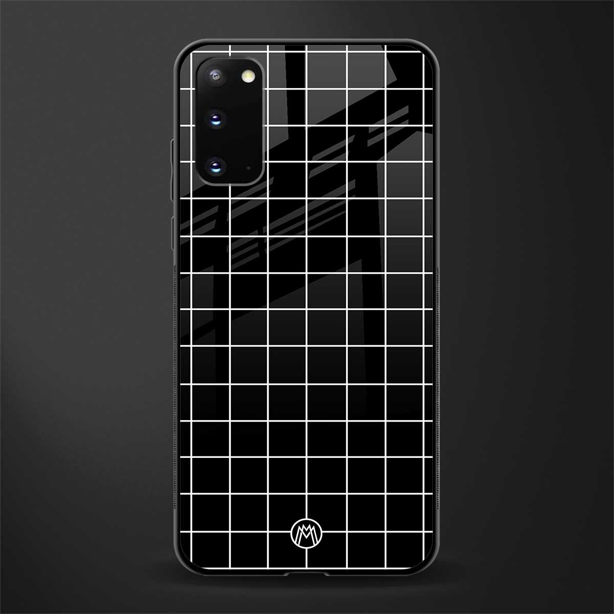 classic grid dark edition glass case for samsung galaxy s20 image