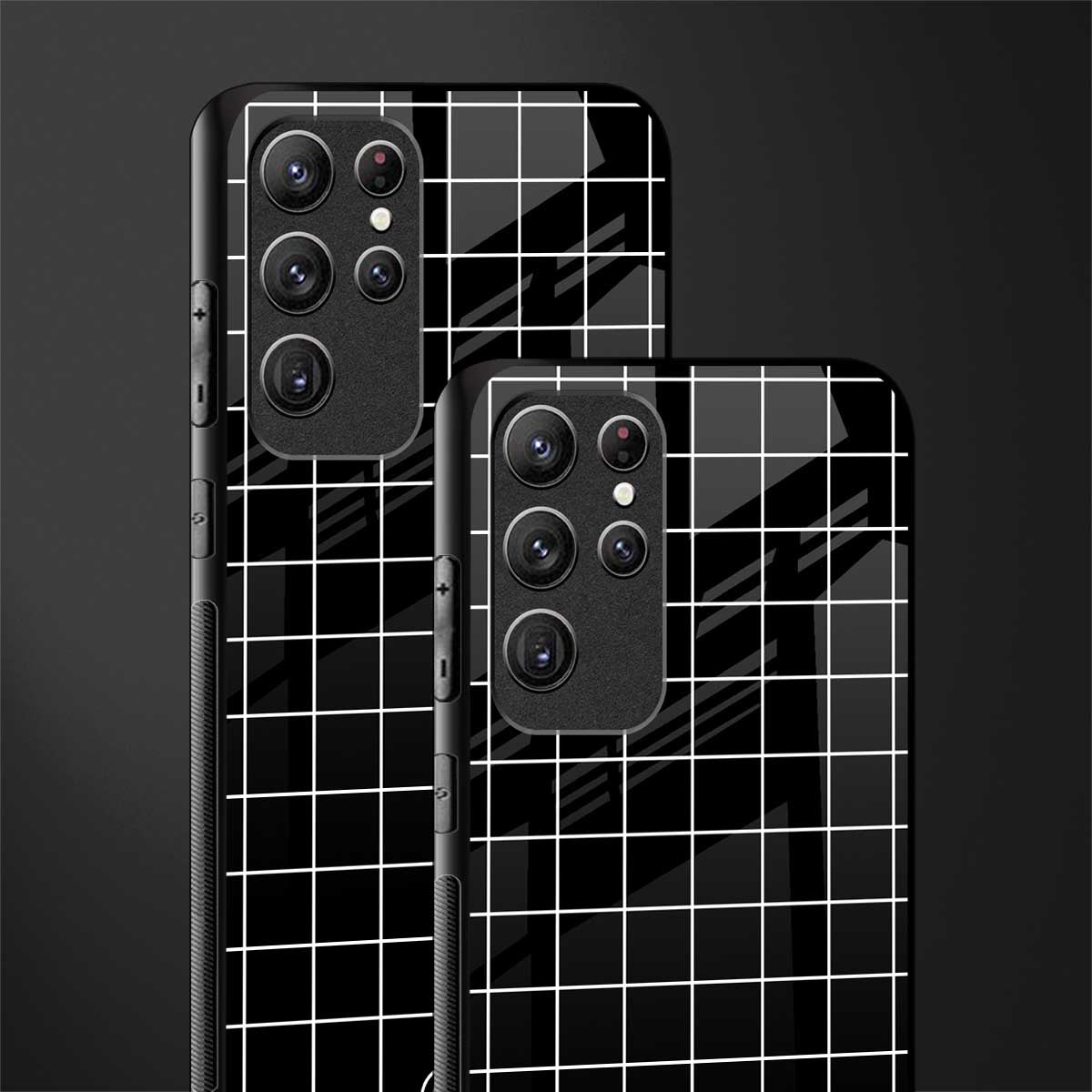 classic grid dark edition glass case for samsung galaxy s21 ultra image-2