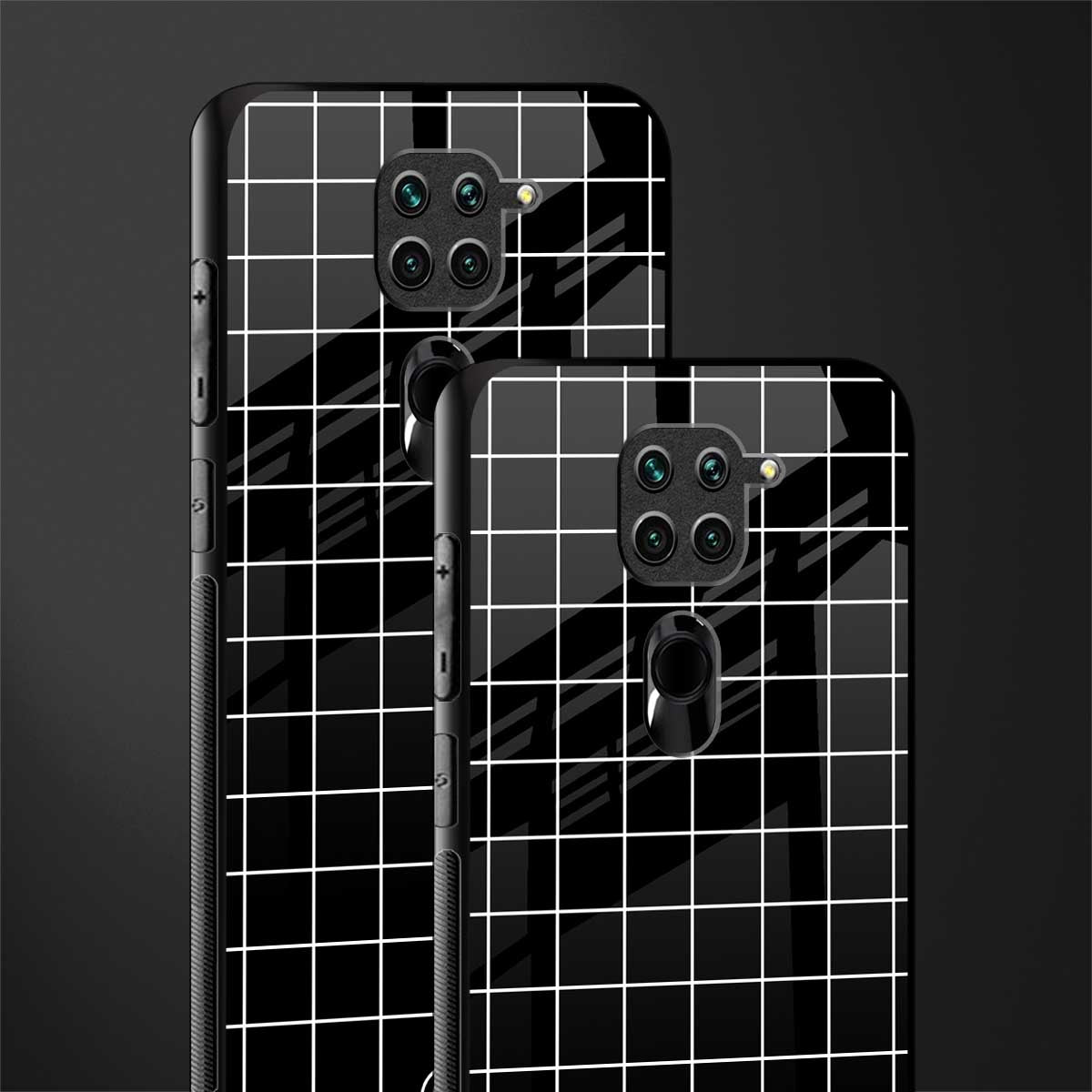 classic grid dark edition glass case for redmi note 9 image-2