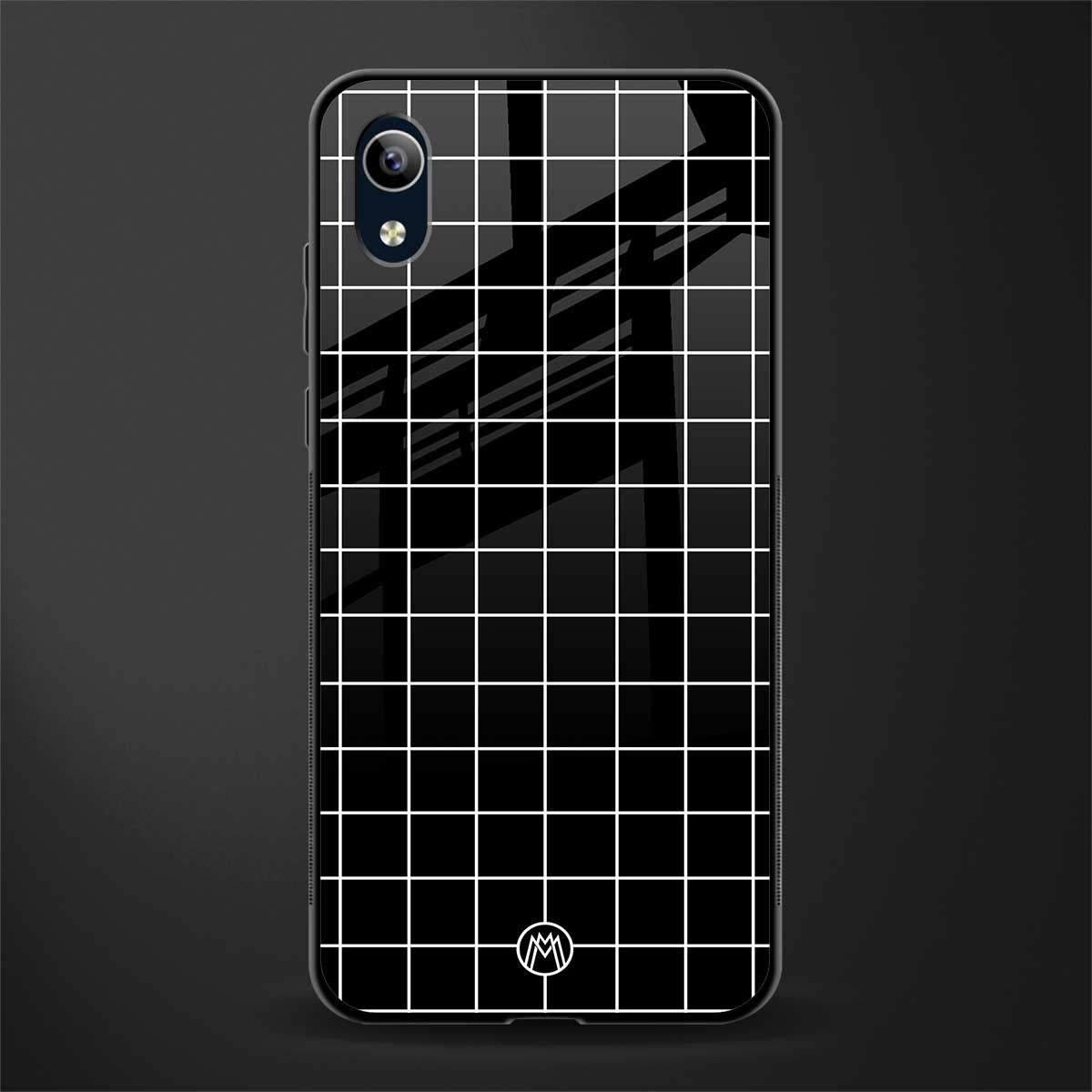 classic grid dark edition glass case for vivo y1s without fingerprint image