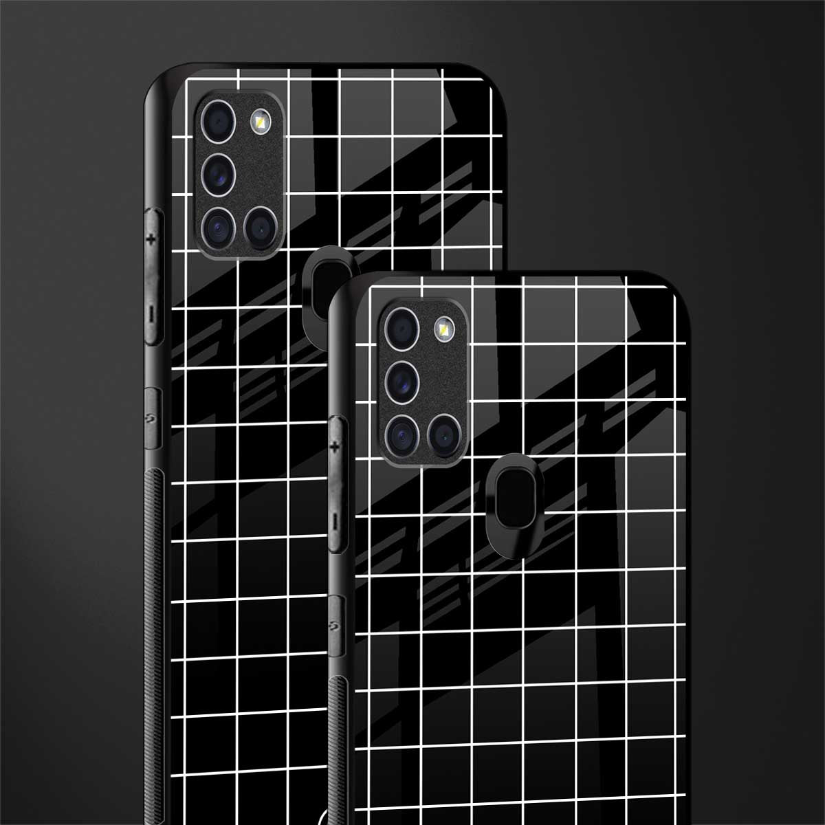 classic grid dark edition glass case for samsung galaxy a21s image-2