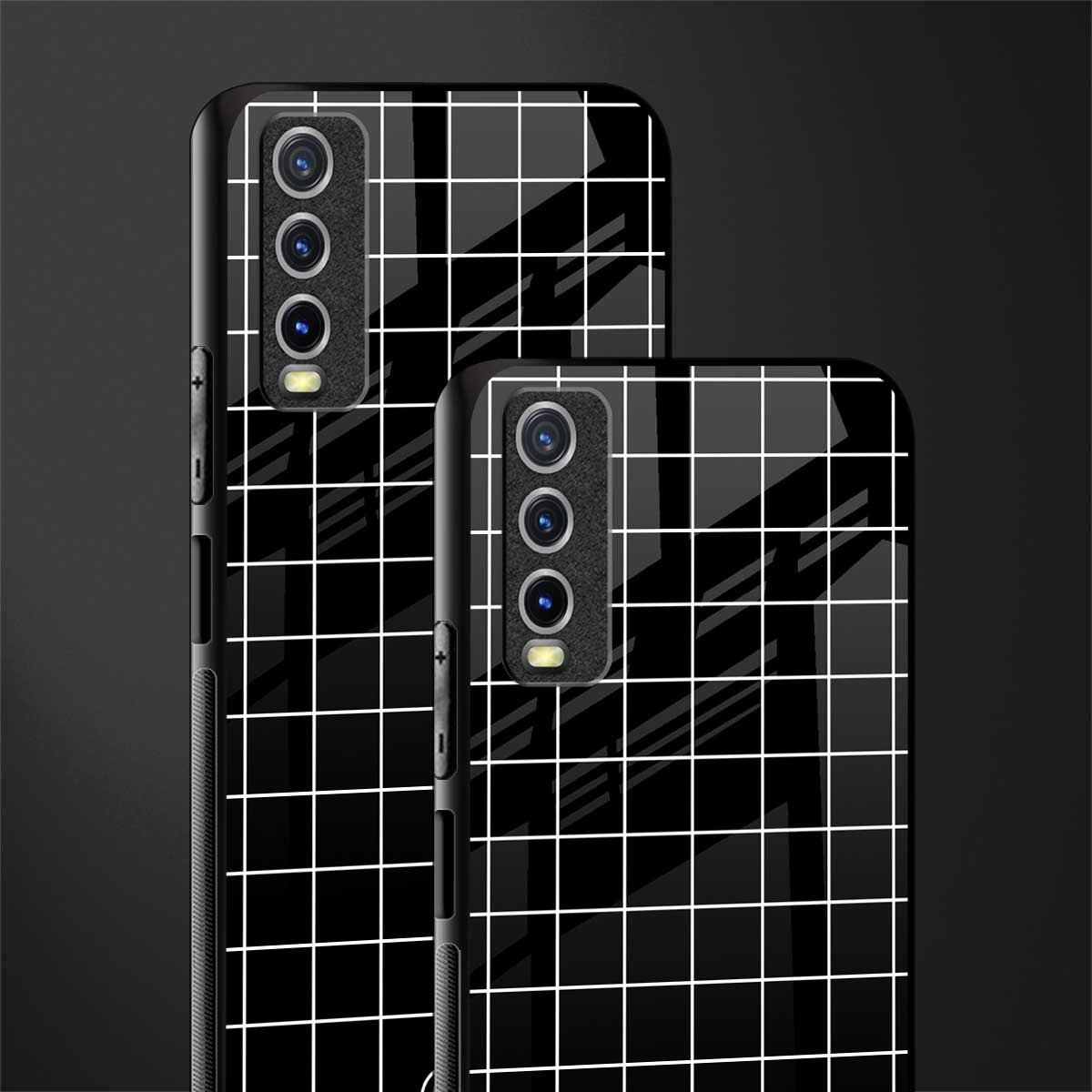 classic grid dark edition glass case for vivo y20 image-2