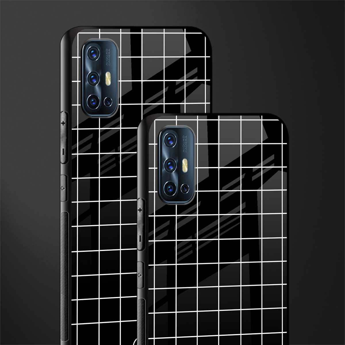 classic grid dark edition glass case for vivo v17 image-2