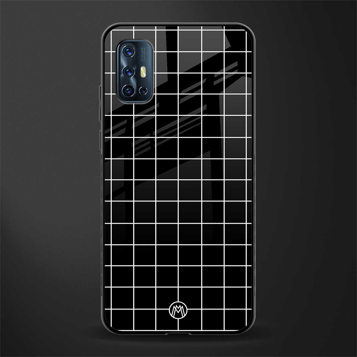 classic grid dark edition glass case for vivo v17 image