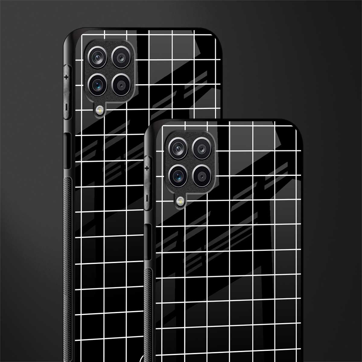 classic grid dark edition glass case for samsung galaxy m12 image-2