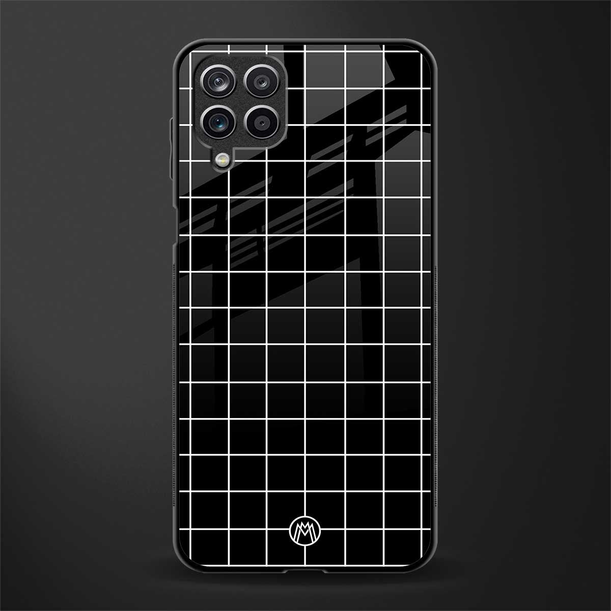 classic grid dark edition glass case for samsung galaxy m12 image