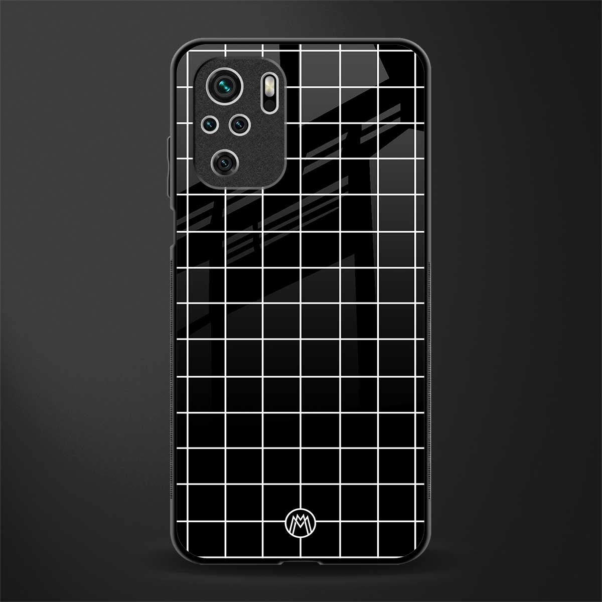 classic grid dark edition glass case for redmi note 10 image