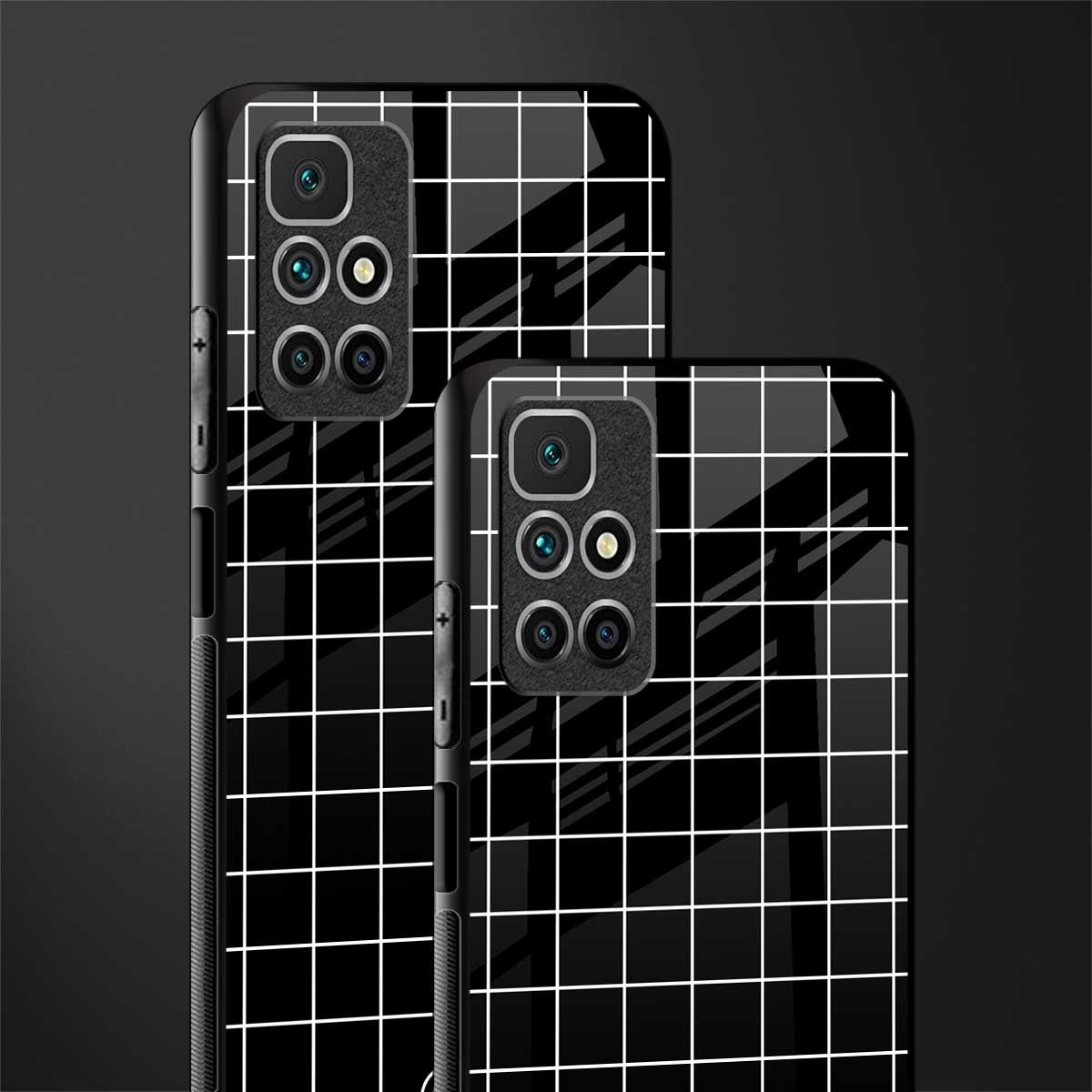 classic grid dark edition glass case for redmi 10 prime image-2