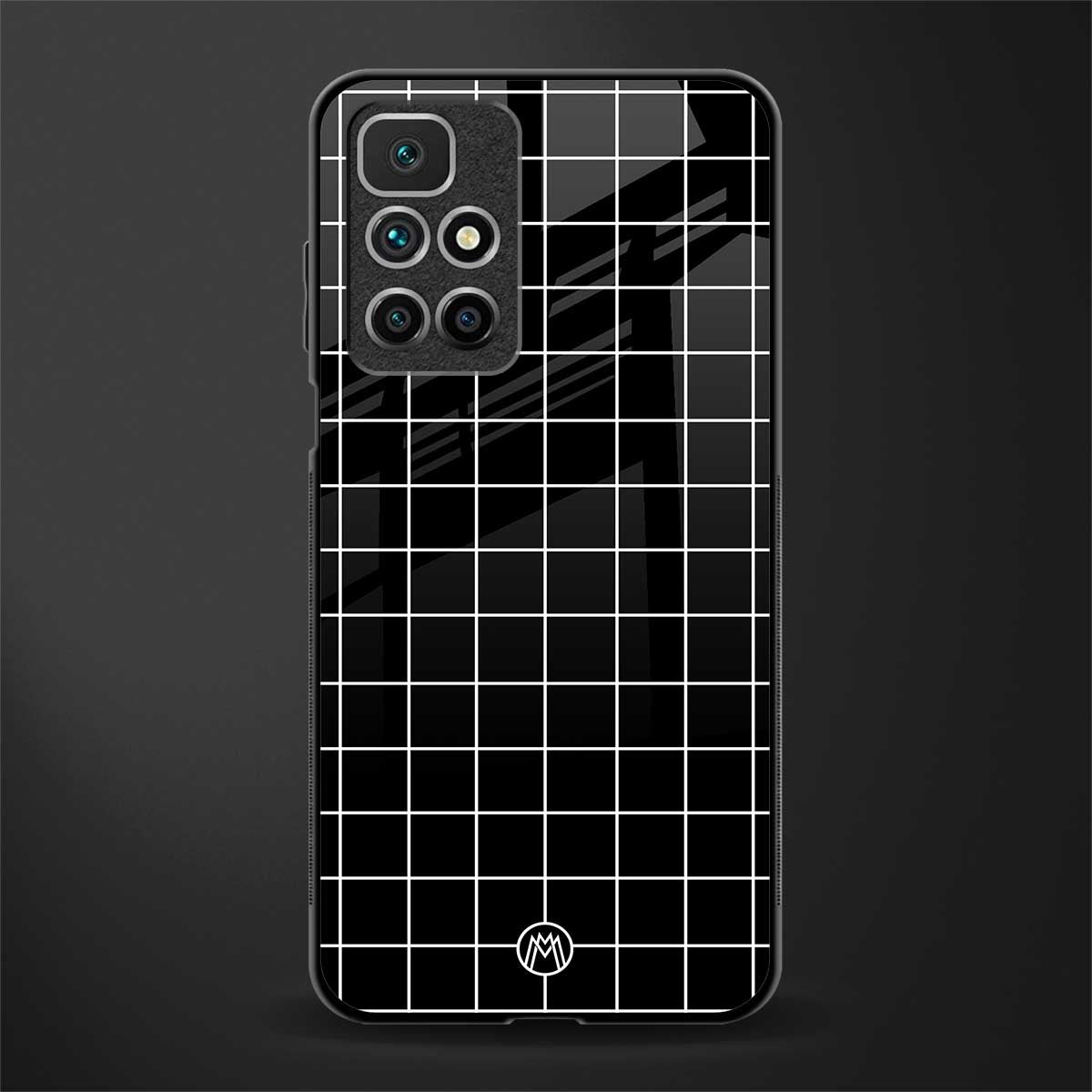 classic grid dark edition glass case for redmi 10 prime image