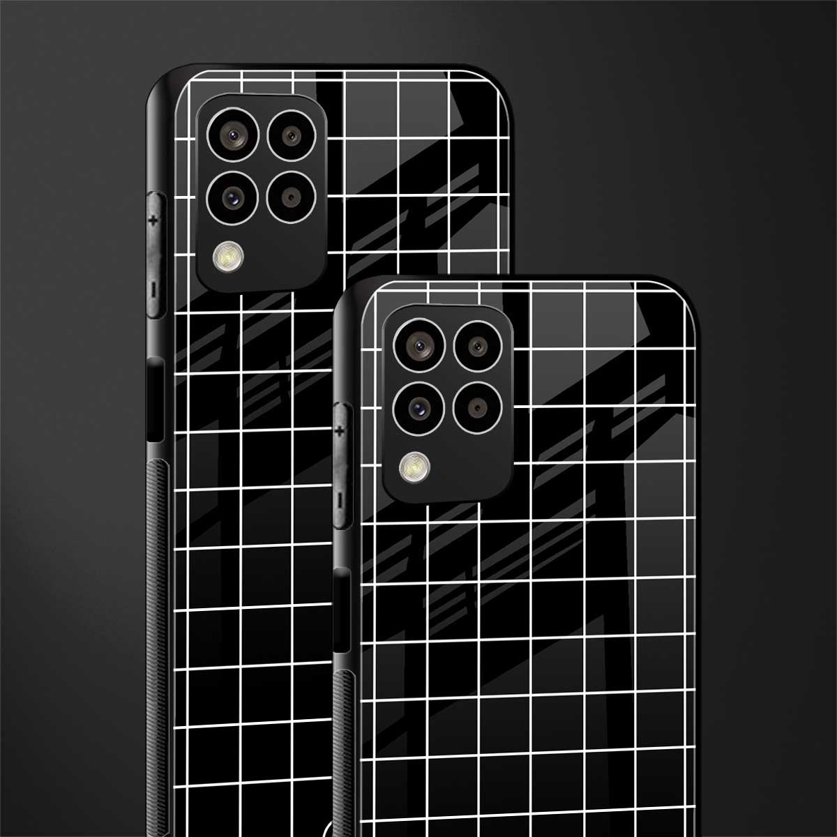 classic grid dark edition back phone cover | glass case for samsung galaxy m33 5g
