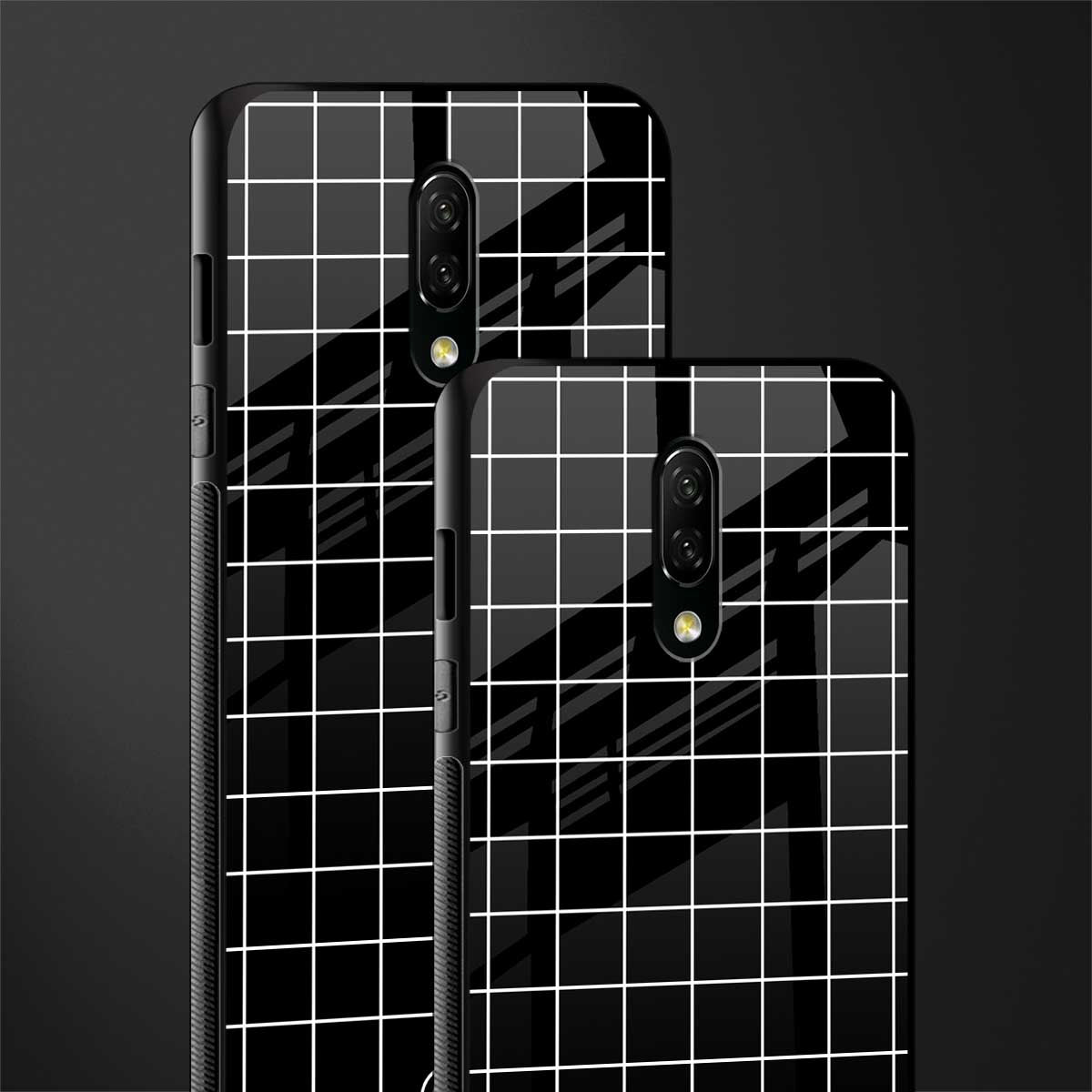 classic grid dark edition glass case for oneplus 7 image-2