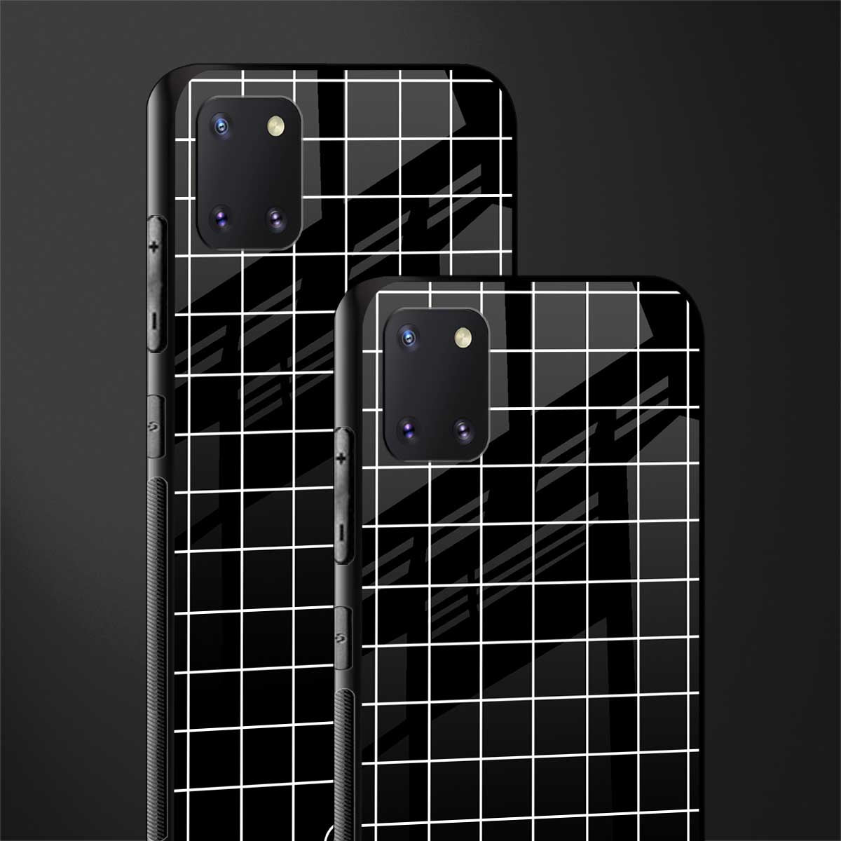 classic grid dark edition glass case for samsung a81 image-2