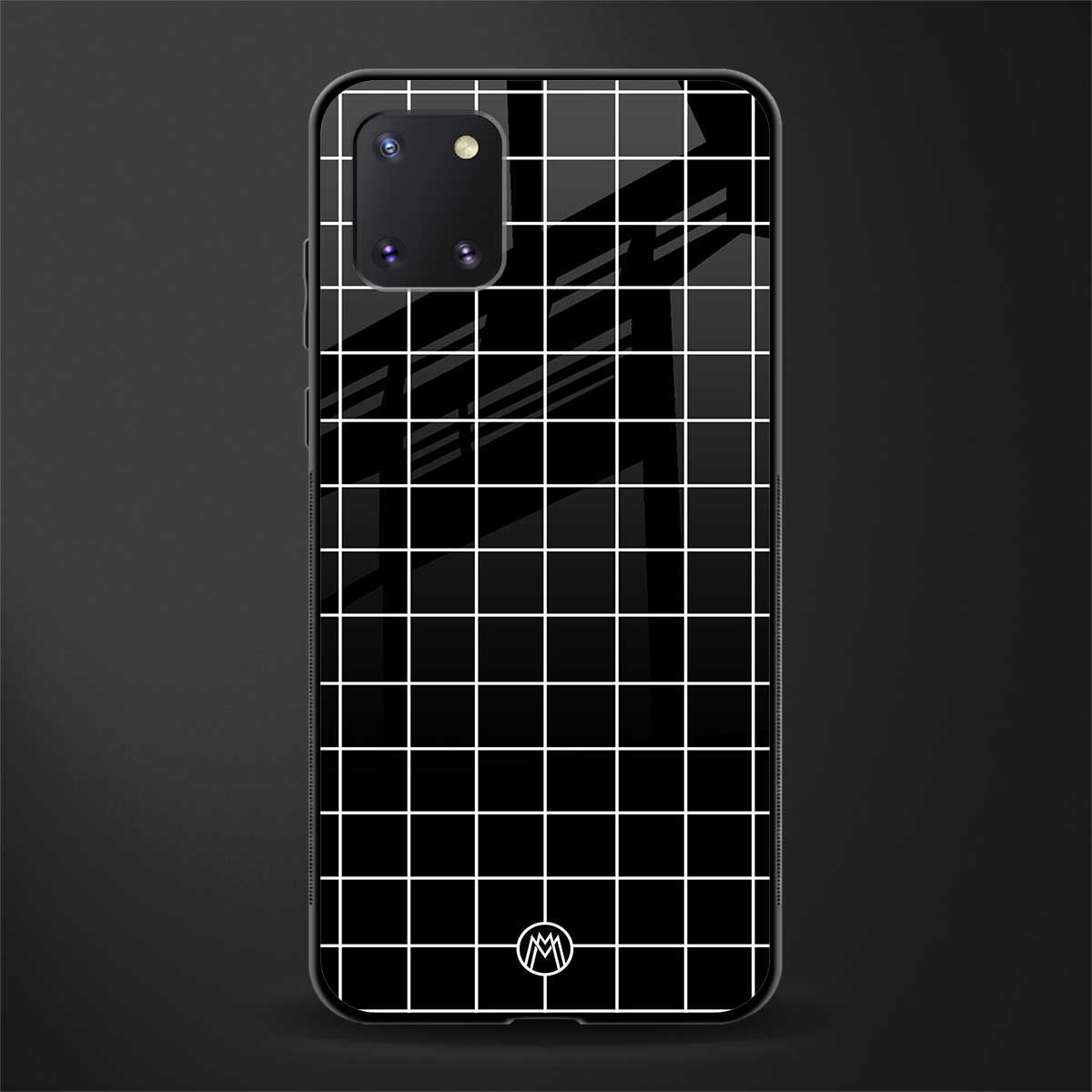 classic grid dark edition glass case for samsung a81 image