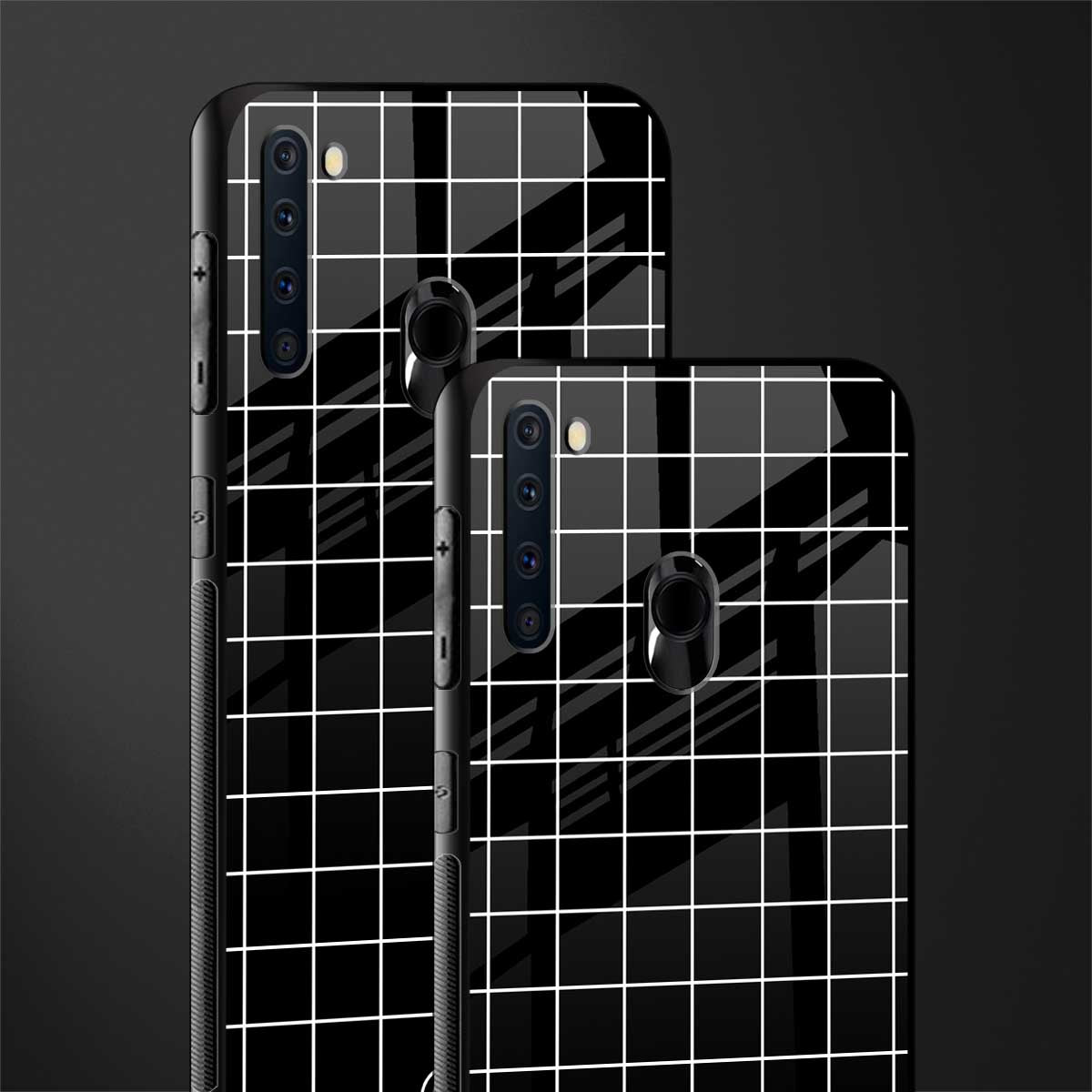 classic grid dark edition glass case for samsung a21 image-2