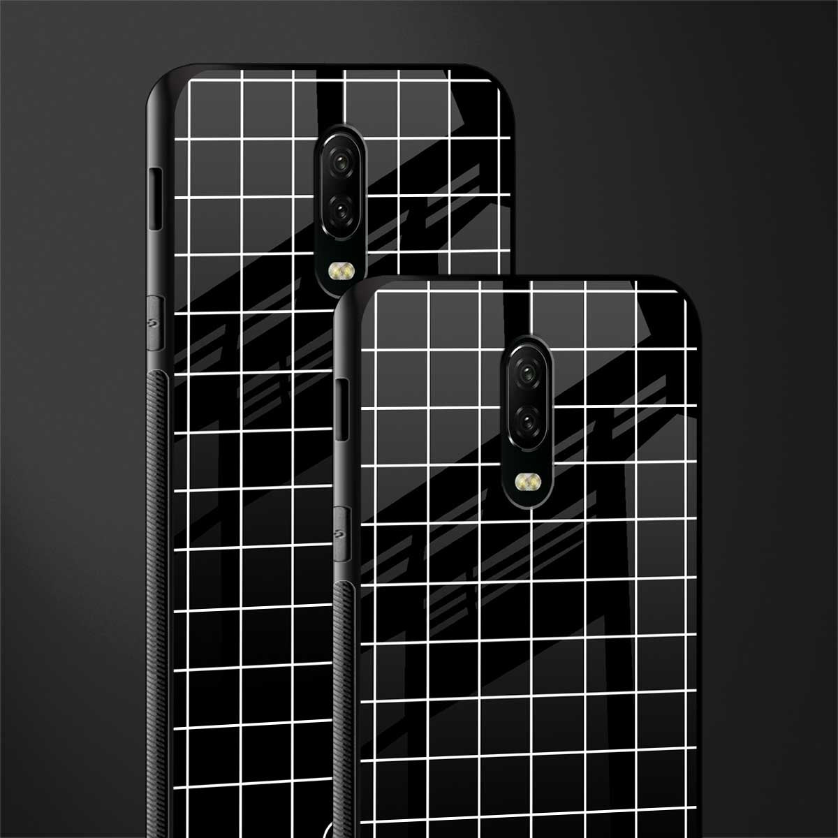classic grid dark edition glass case for oneplus 6t image-2