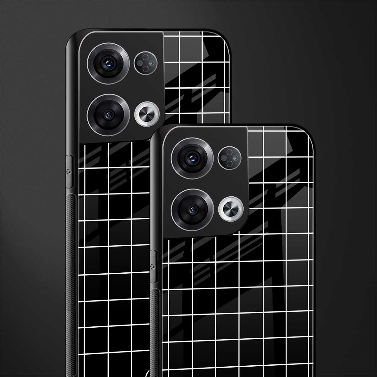 classic grid dark edition back phone cover | glass case for oppo reno 8 pro