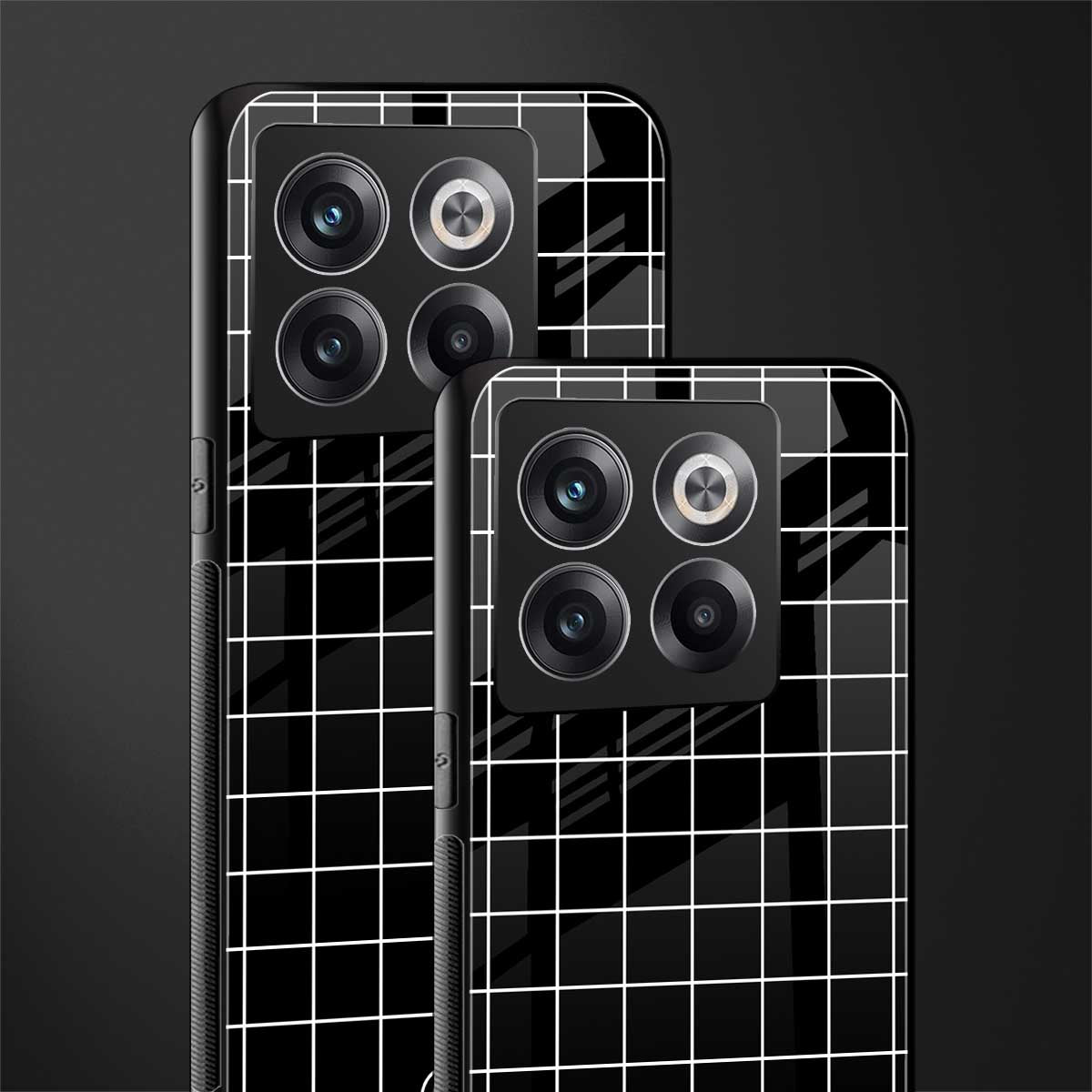 classic grid dark edition back phone cover | glass case for oneplus 10t