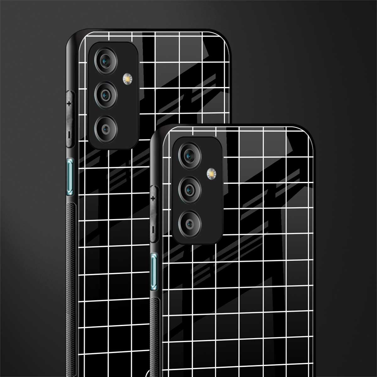 classic grid dark edition back phone cover | glass case for samsung galaxy f23 5g